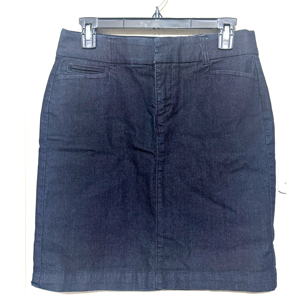 JM Collections Womens Denim Mini Skirt Size 8P petite straight‎ pencil blue jean